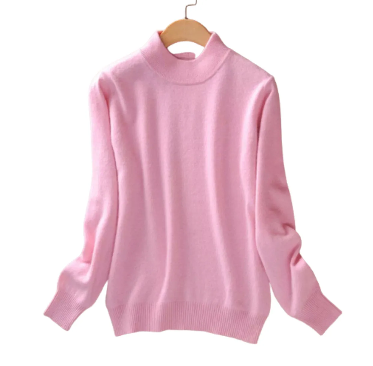 Basic Women's Long Sleeve O Neck Wool Blend Pullover Sweater