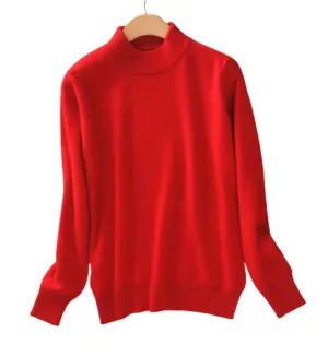Basic Women's Long Sleeve O Neck Wool Blend Pullover Sweater