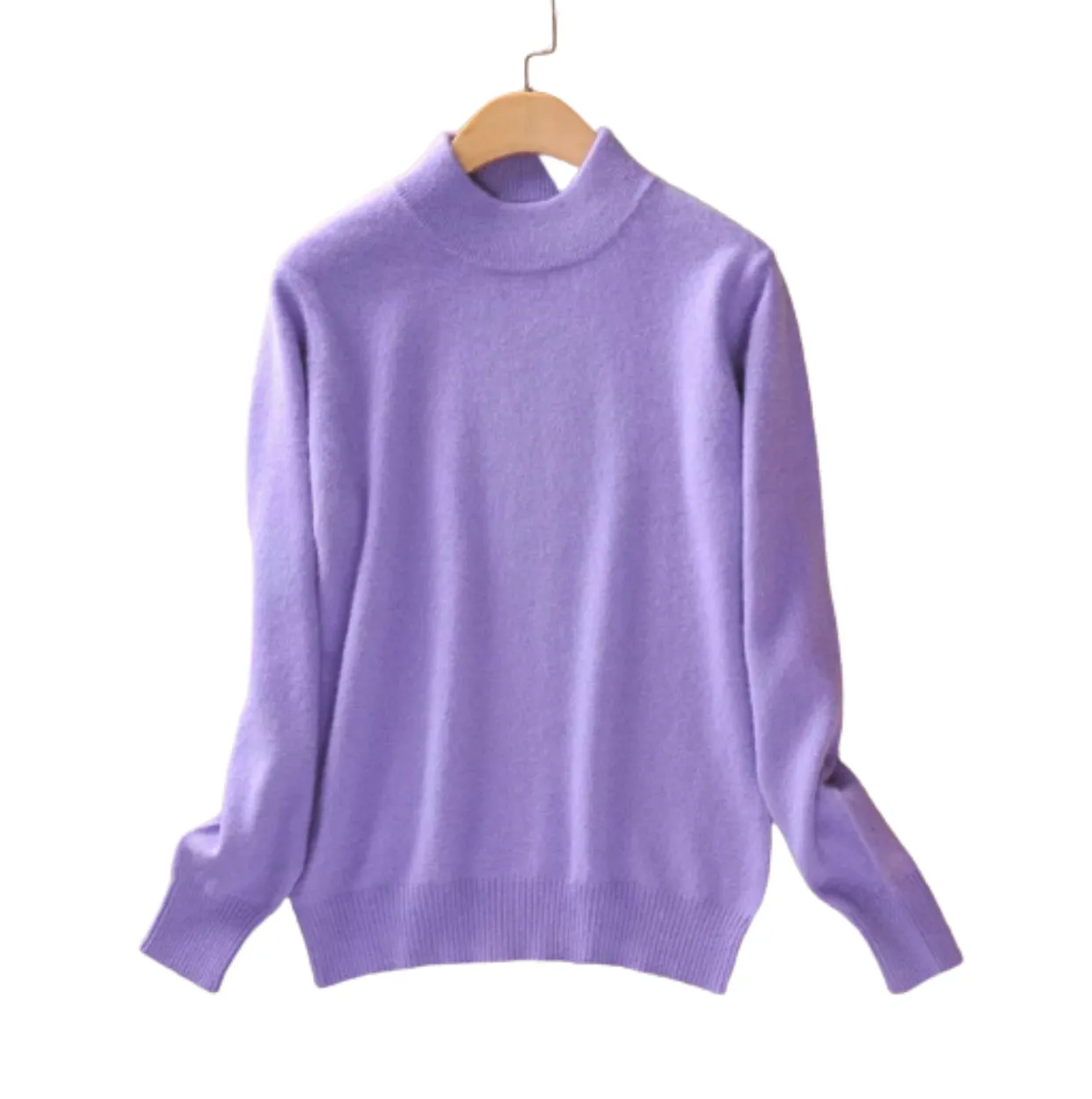Basic Women's Long Sleeve O Neck Wool Blend Pullover Sweater
