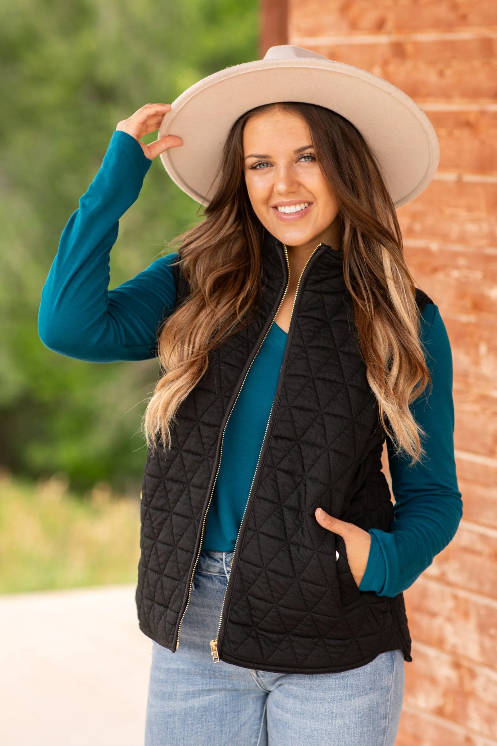 Black Quilted Vest