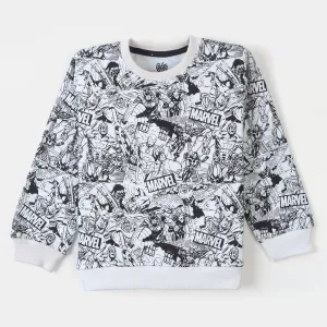 Boys Sweatshirt Action Printed  - White