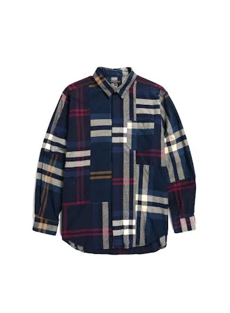 Engineered Garments Combo Short Collar Shirt - Navy/Gold