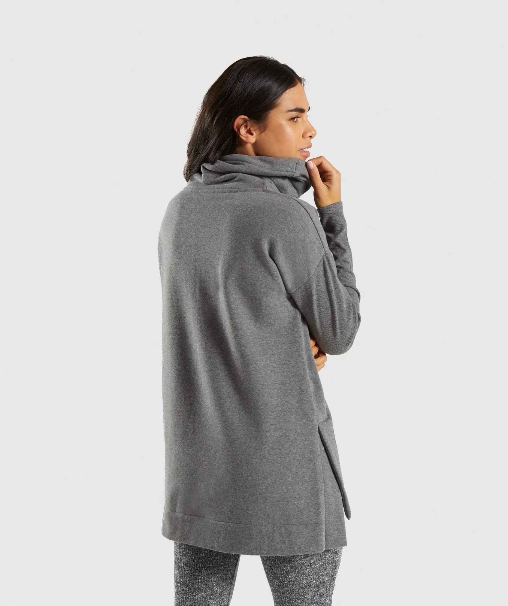 Gymshark Slounge Ribbed Pullover -Charcoal Marl