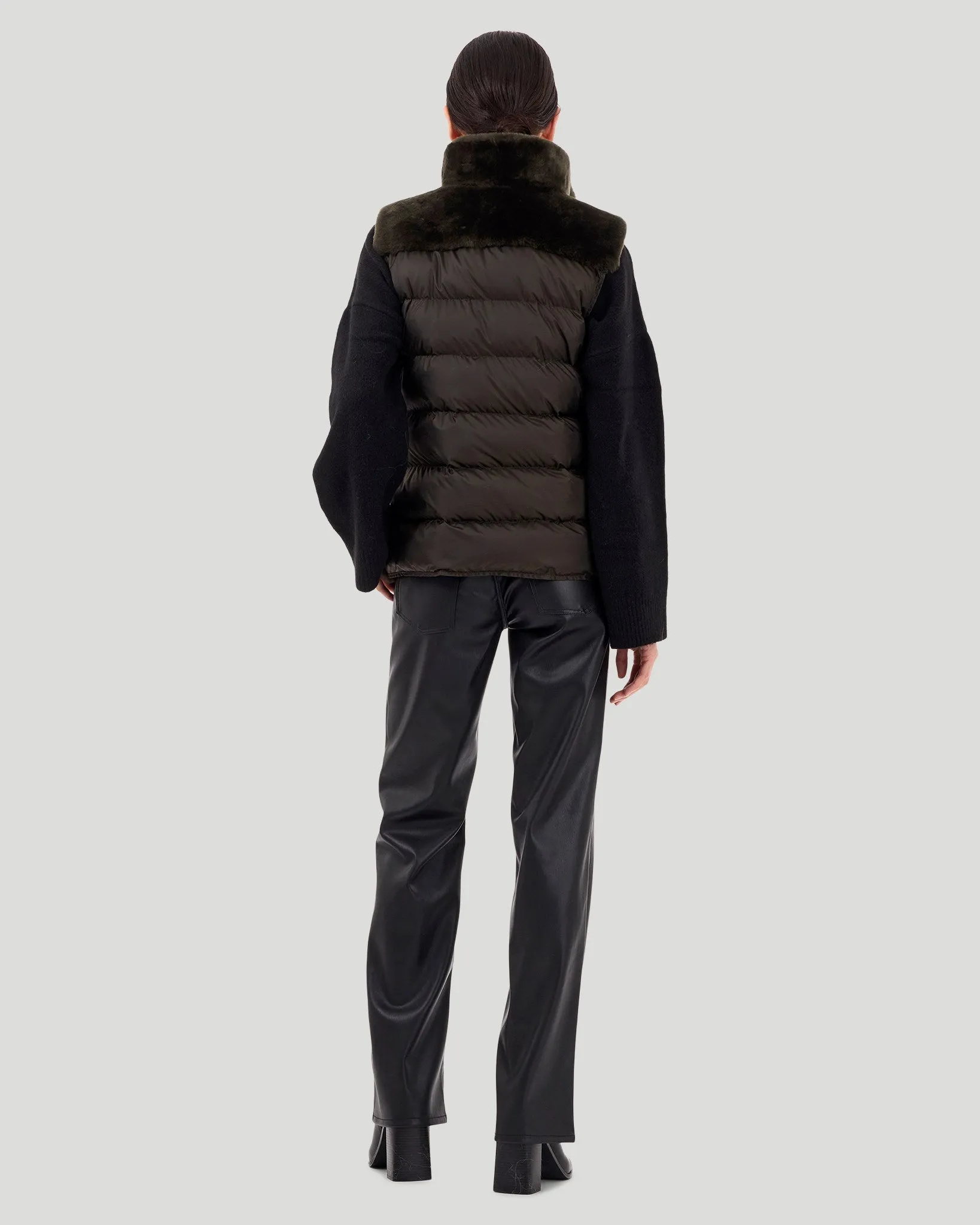 Horizontal Select Shearling Lamb Vest with Quilted Back