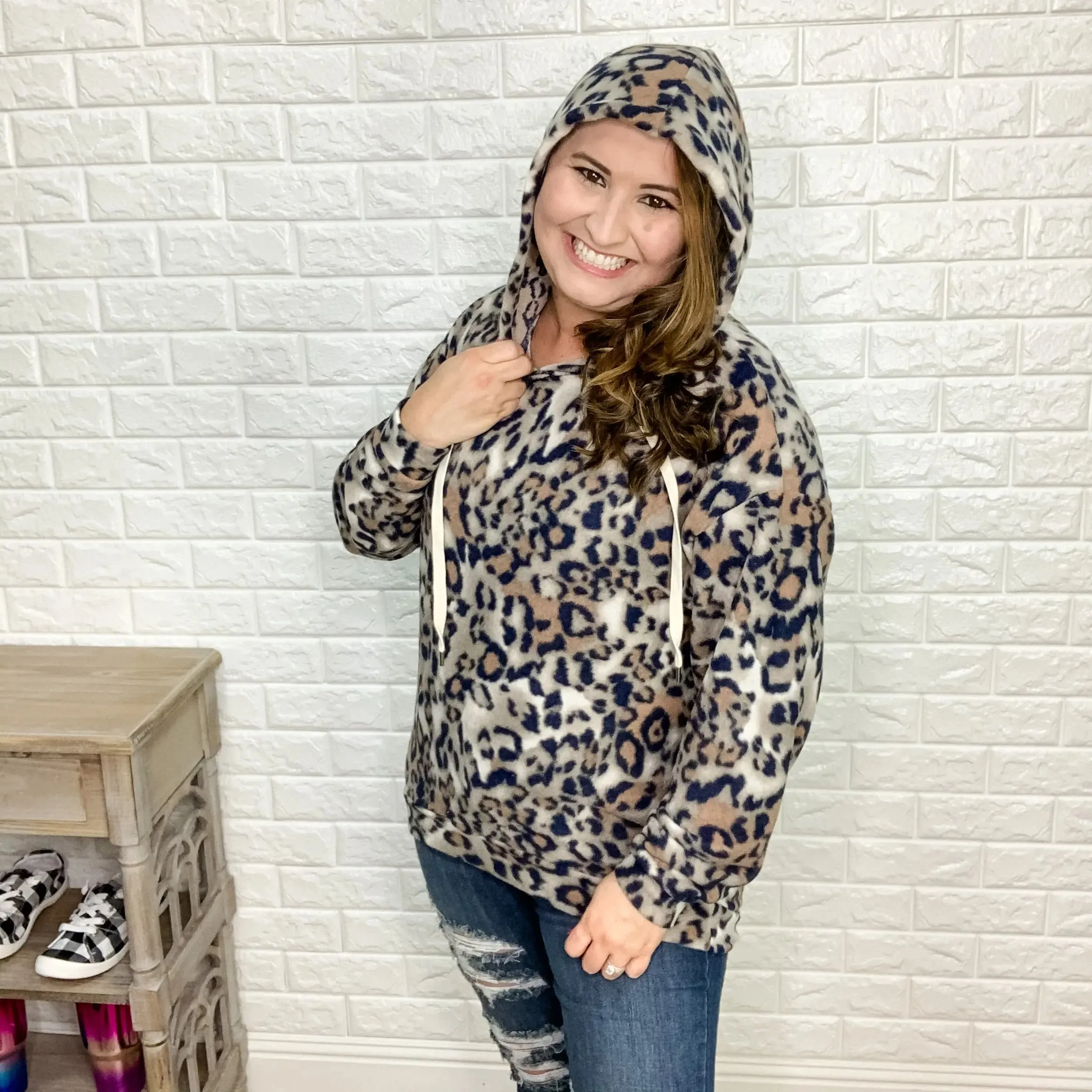 "Tabby" Hacci/Fleece Animal Print Hoodie