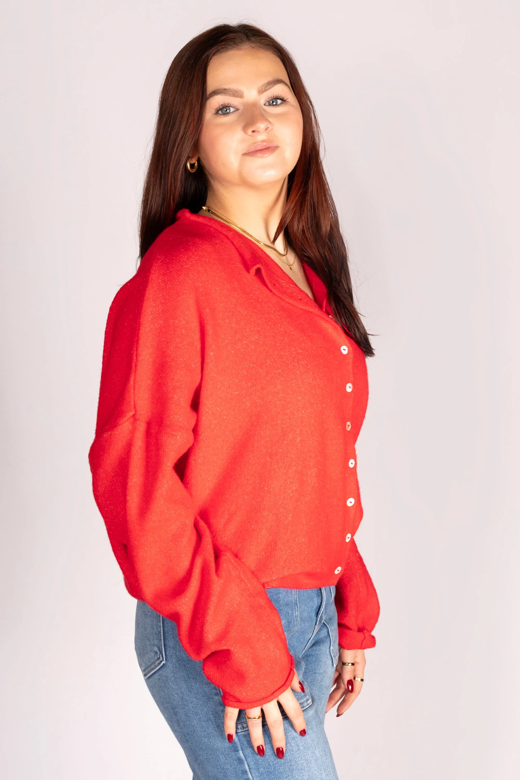 Red Lightweight Cardigan