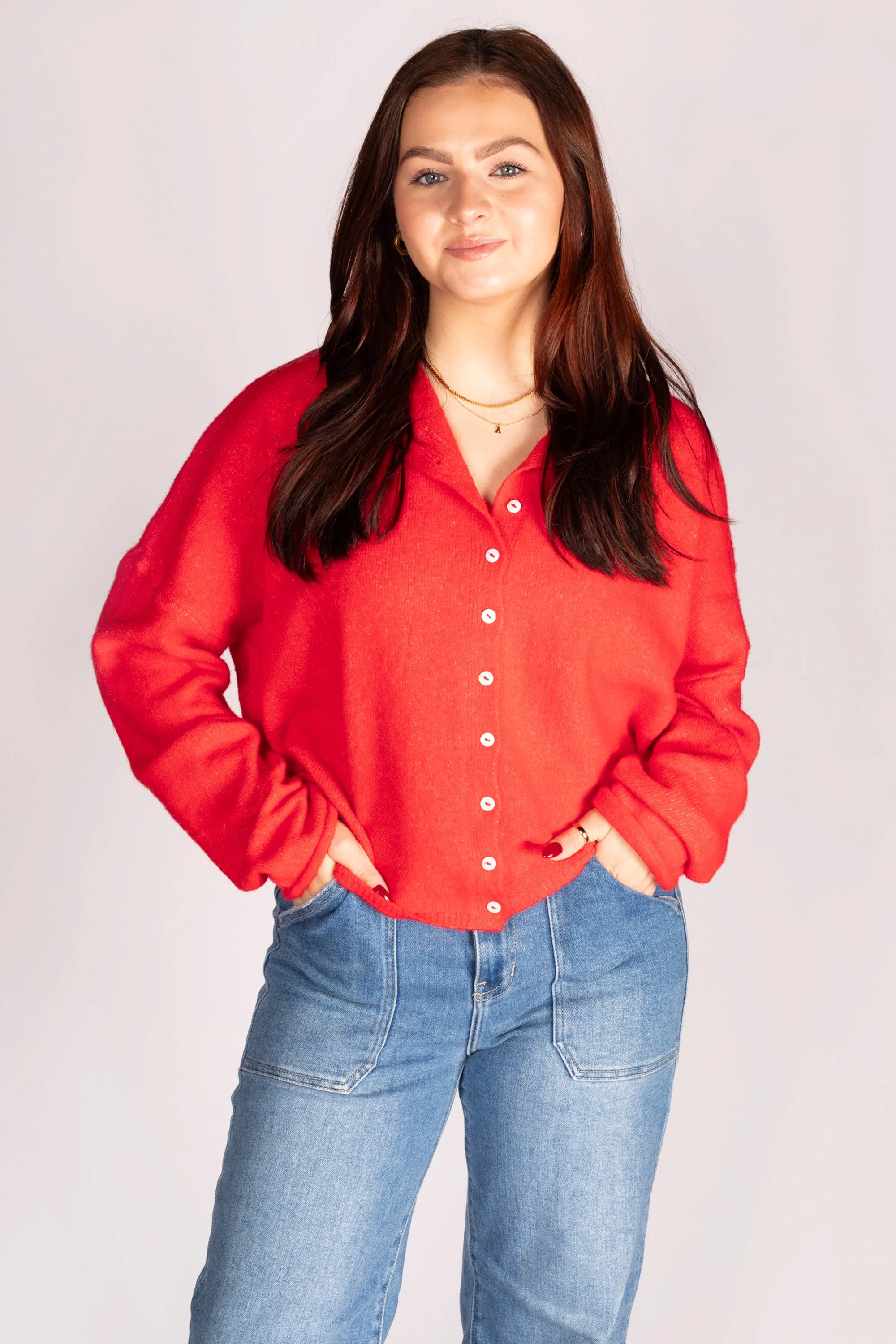Red Lightweight Cardigan