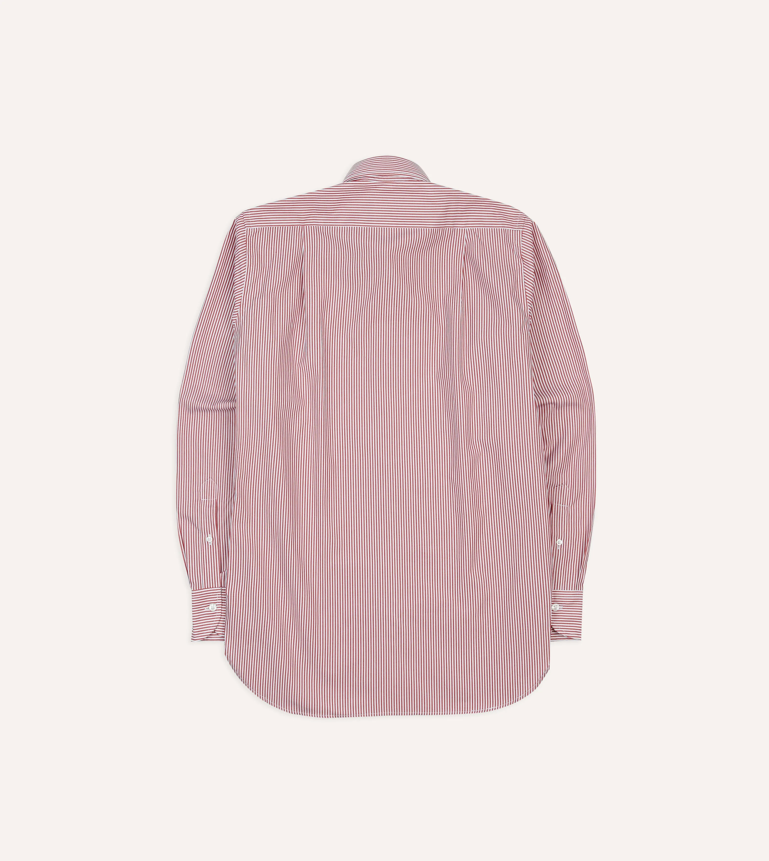 Red Narrow Stripe Poplin Club Collar Shirt