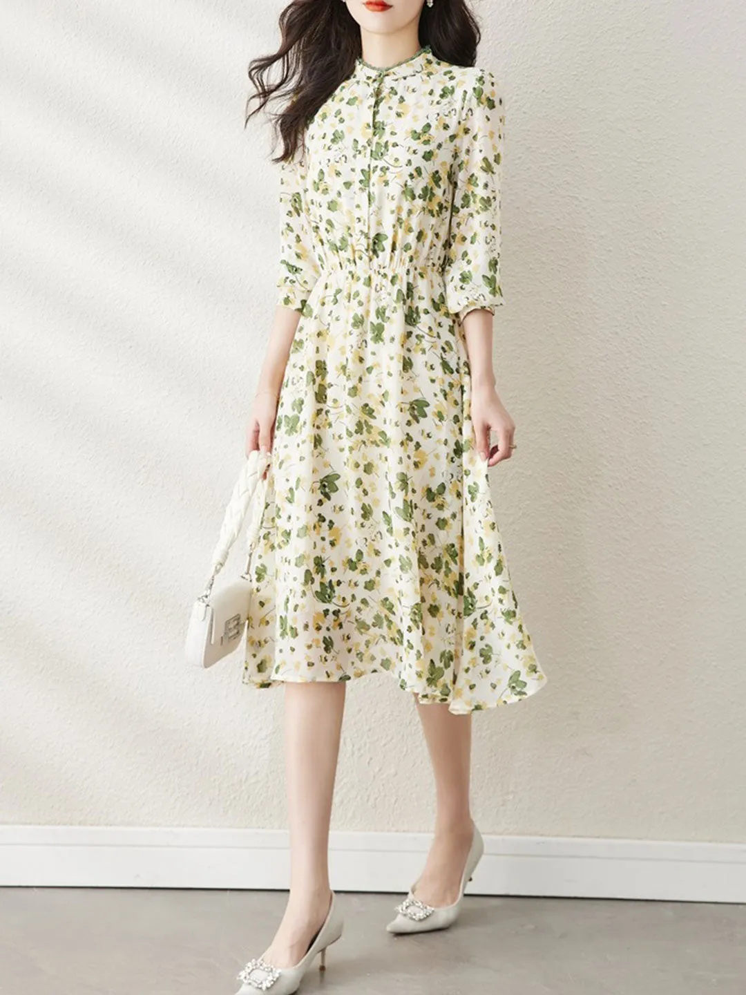 Serenity Vintage Chic Floral Printed Dress