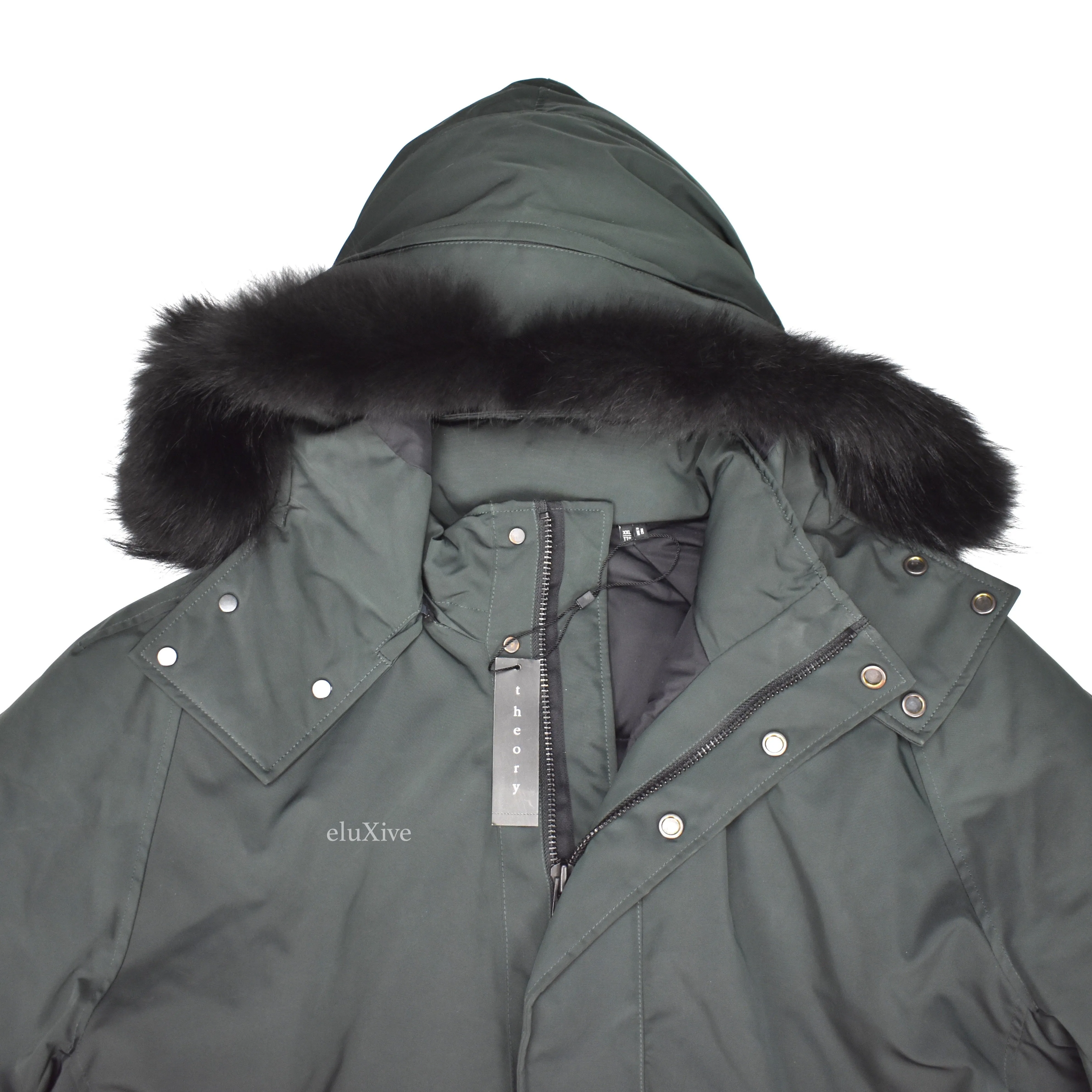 Theory - Emerald Green Fur Hooded Parka