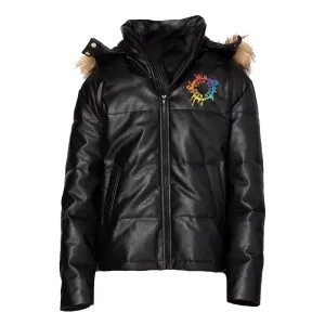 Threadfast Apparel Unisex Vegan Leather Puffer Jacket Embroidery