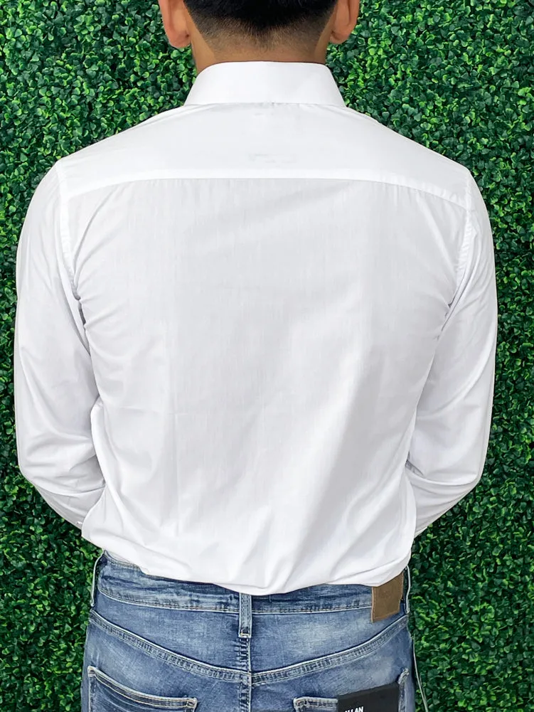 White Slim Fit Dress Shirt by Omega Trading Co