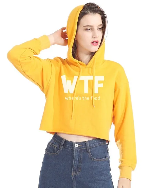 WTF Where's the Food Print Summer Crop Top Hoodie