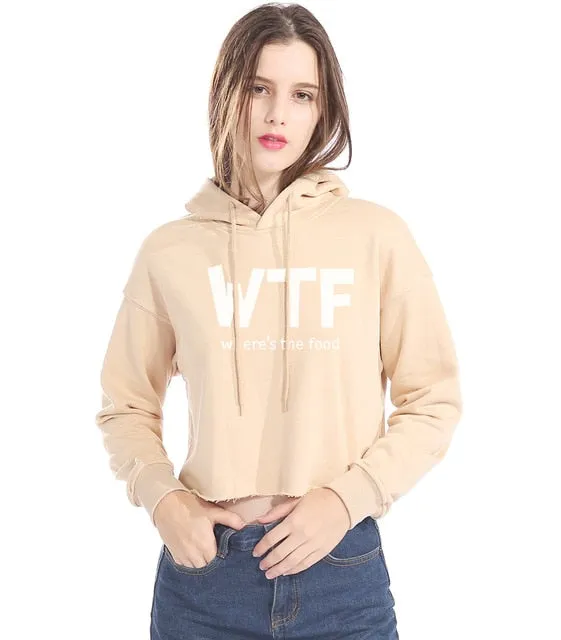 WTF Where's the Food Print Summer Crop Top Hoodie