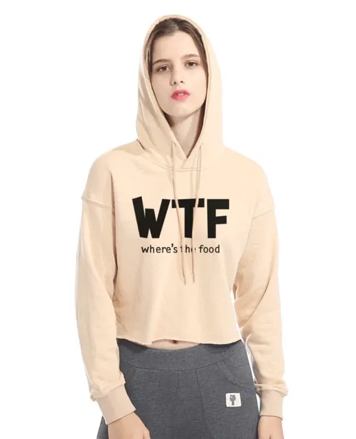 WTF Where's the Food Print Summer Crop Top Hoodie