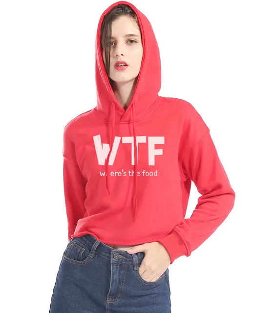WTF Where's the Food Print Summer Crop Top Hoodie