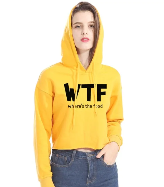 WTF Where's the Food Print Summer Crop Top Hoodie