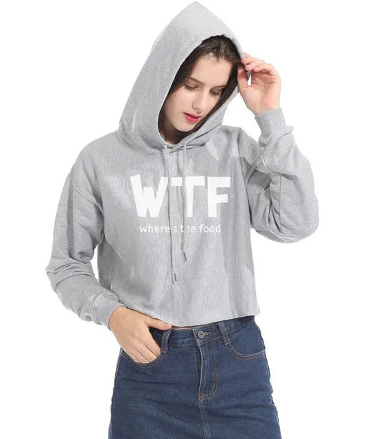 WTF Where's the Food Print Summer Crop Top Hoodie