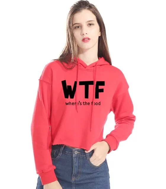 WTF Where's the Food Print Summer Crop Top Hoodie