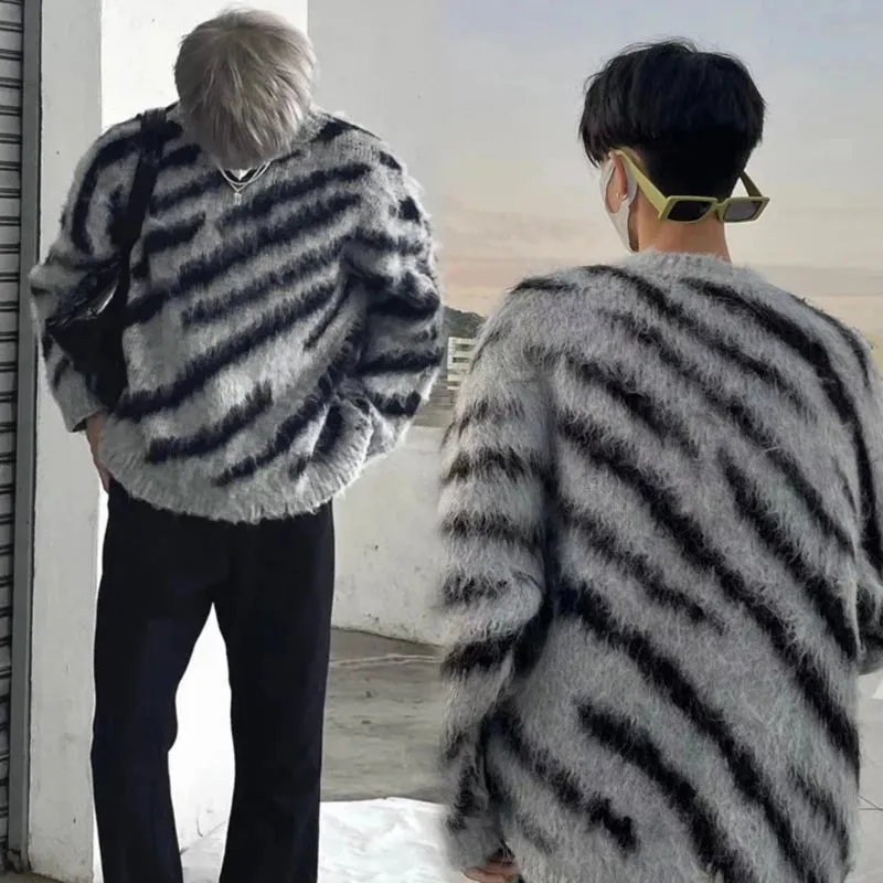 Zebra Print Round Neck Pullover