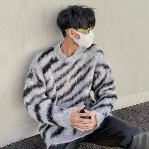 Zebra Print Round Neck Pullover